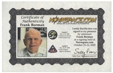 Frank Borman Signed ''New York Times'' Poster From 28 December 1968 After the Successful Return to Earth of Apollo 8 -- Borman Additionally Writes ''...a small disk 240,000 miles away...''